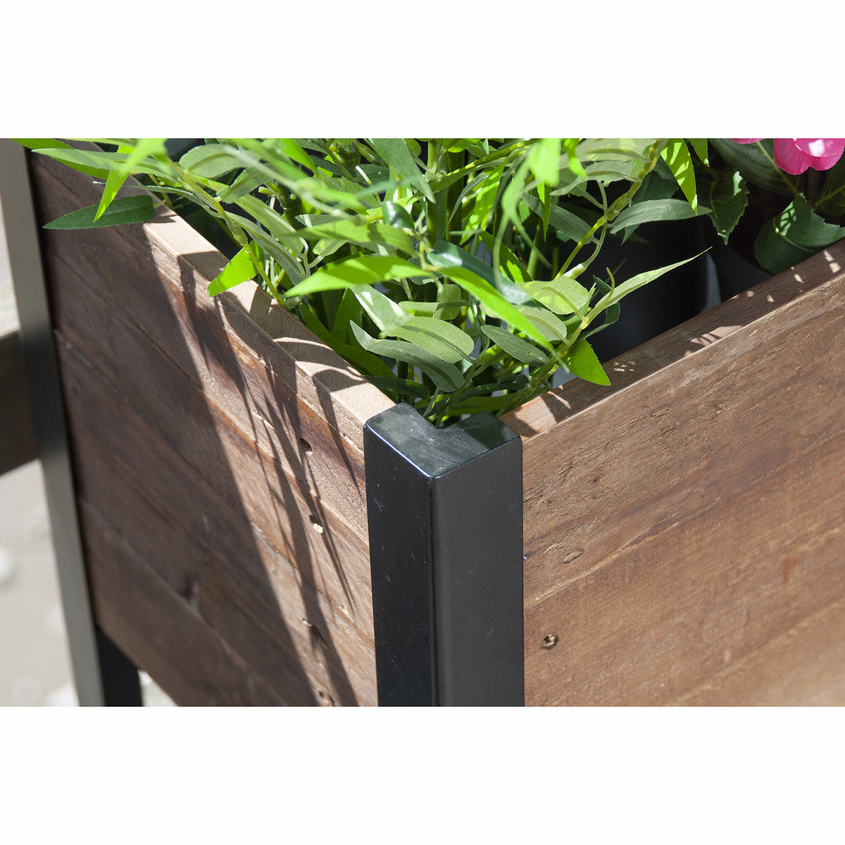 Urban Garden Raised Planter, Recycled Wood and Metal, Rectangular