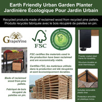 Urban Garden Raised Planter, Recycled Wood and Metal, Rectangular