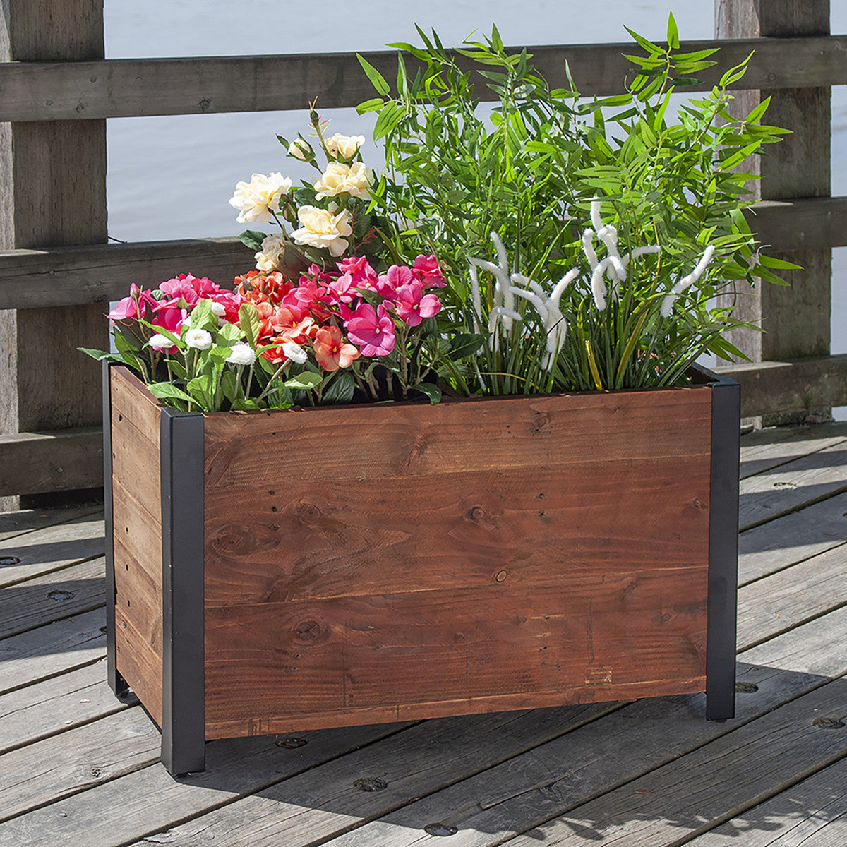 Urban Garden Planter, Recycled Wood and Metal, 2 Sections