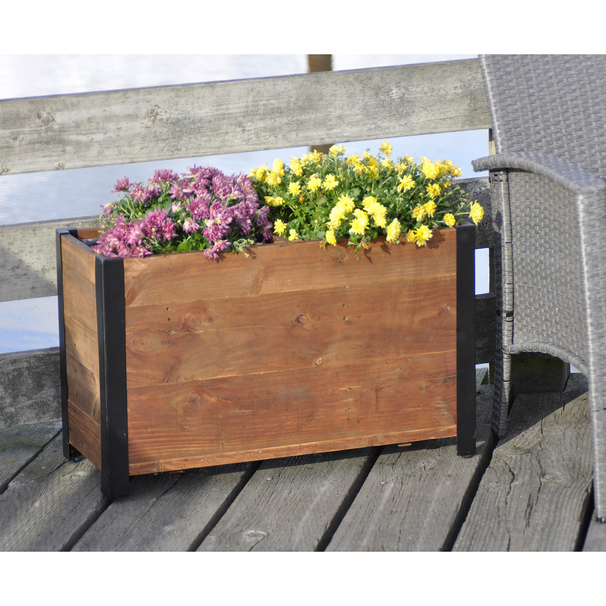 Urban Garden Planter, Recycled Wood and Metal, 2 Sections