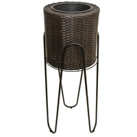 Wicker Planter w/Metal Stand 14"