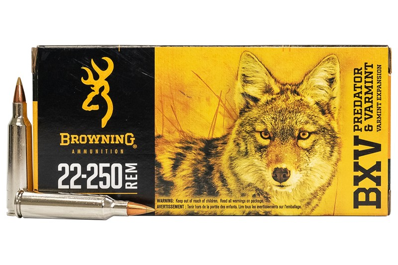 AM 110-512 Browning CF Ammo 22-250 Rem 50gr BXV PREDITOR AND VARMNINT #B192322250