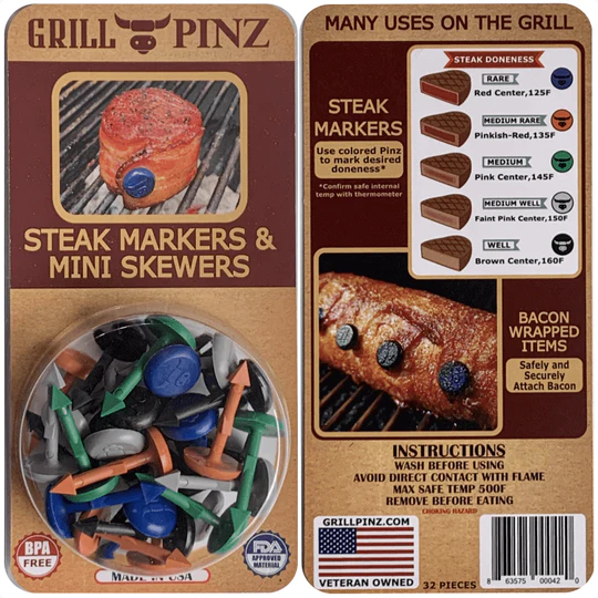 Grill Pinz - Steak Markers & Mini Skewers