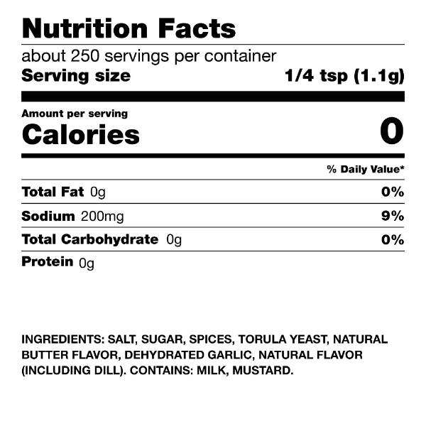 Nutritional Facts Seasoning