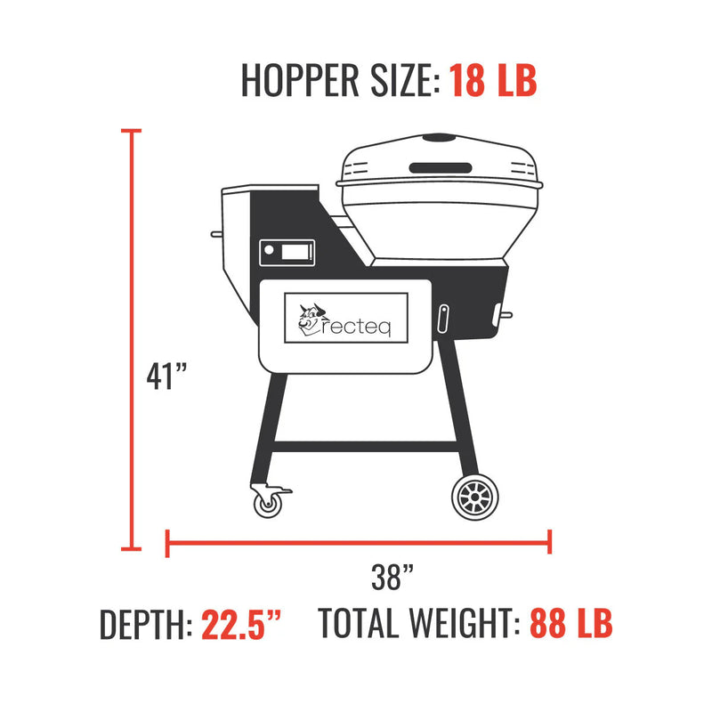 Recteq Bullseye Deluxe Hopper Size