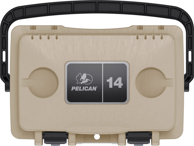 PELICAN -14QT Personal Cooler - Tan and White